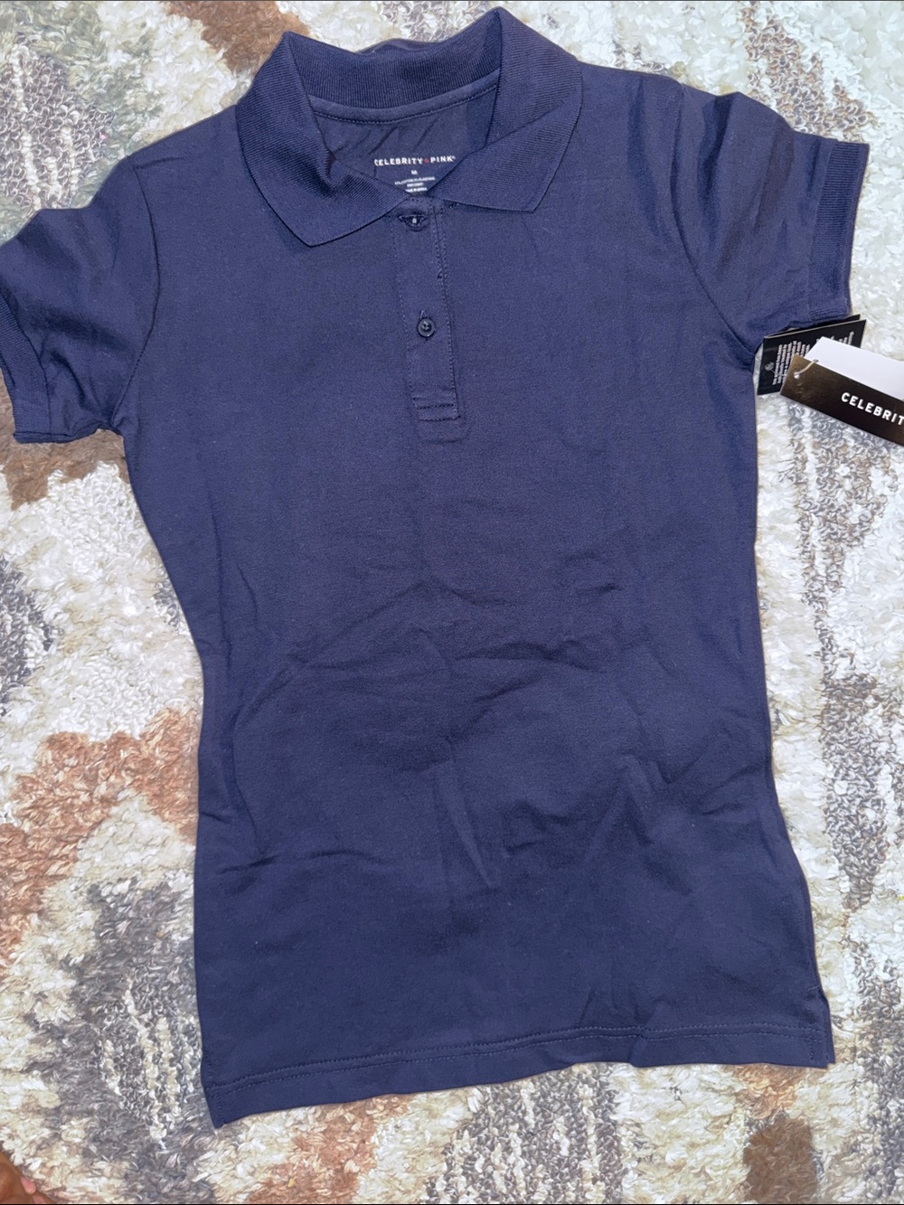 Celebrity Pink Girls Navy Polo Top